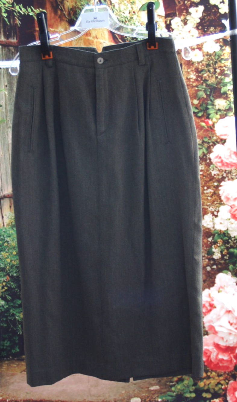 Liz Clairborne "Liz Sport" Gray Heathered Pleated Front Midi Skirt size 10